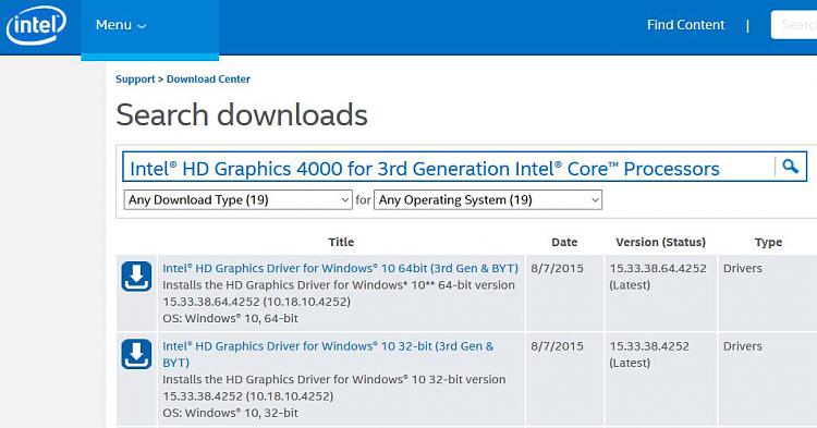 intel hd graphics 4000 driver keep failing on windows 10 64 bit
